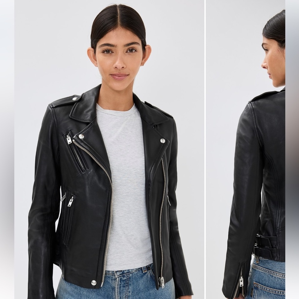IRO Black Leather Biker Jacket